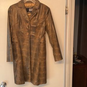 Real leather crocodile pattern long jacket.